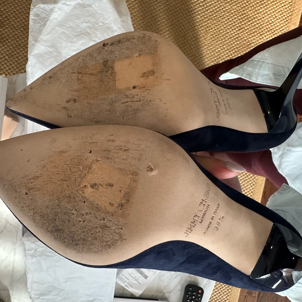 Jimmy Choo Avril Suede Pump in Navy - Picture 9 of 10